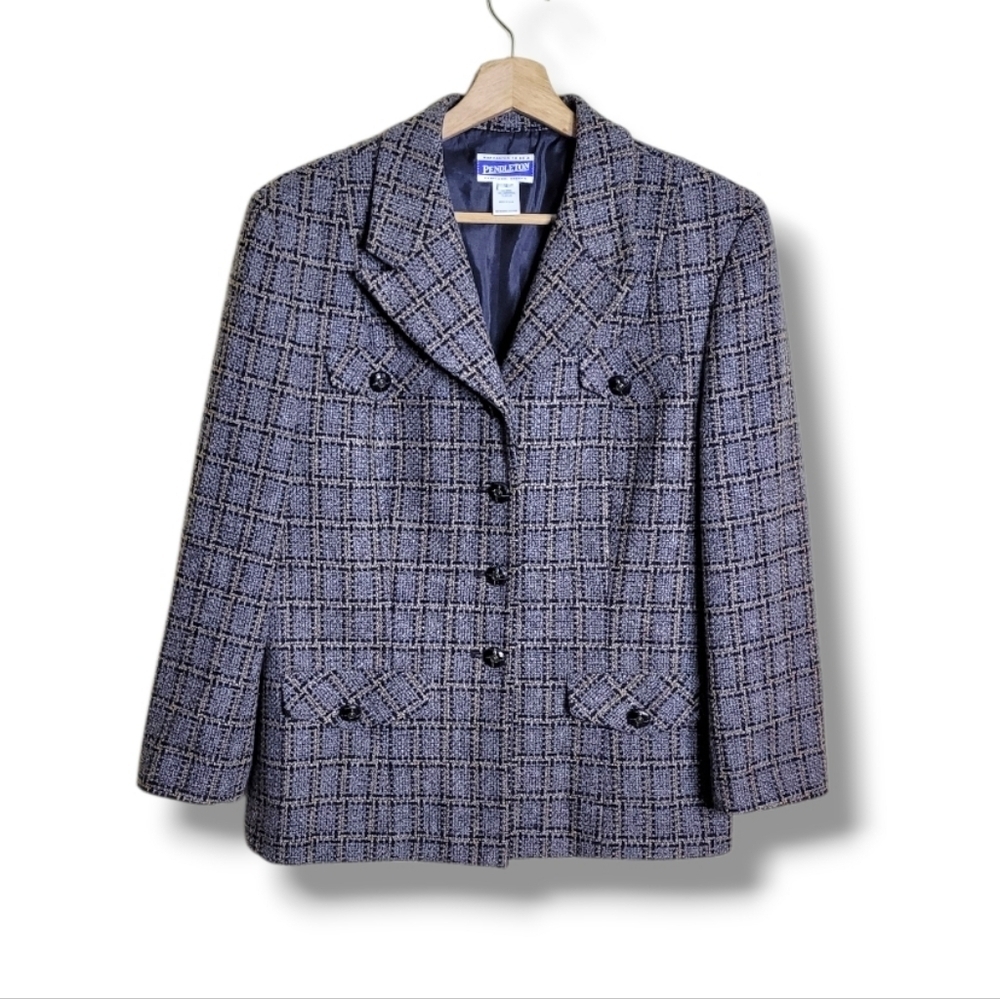 Vintage Pendleton Wool Plaid Blazer Size 12